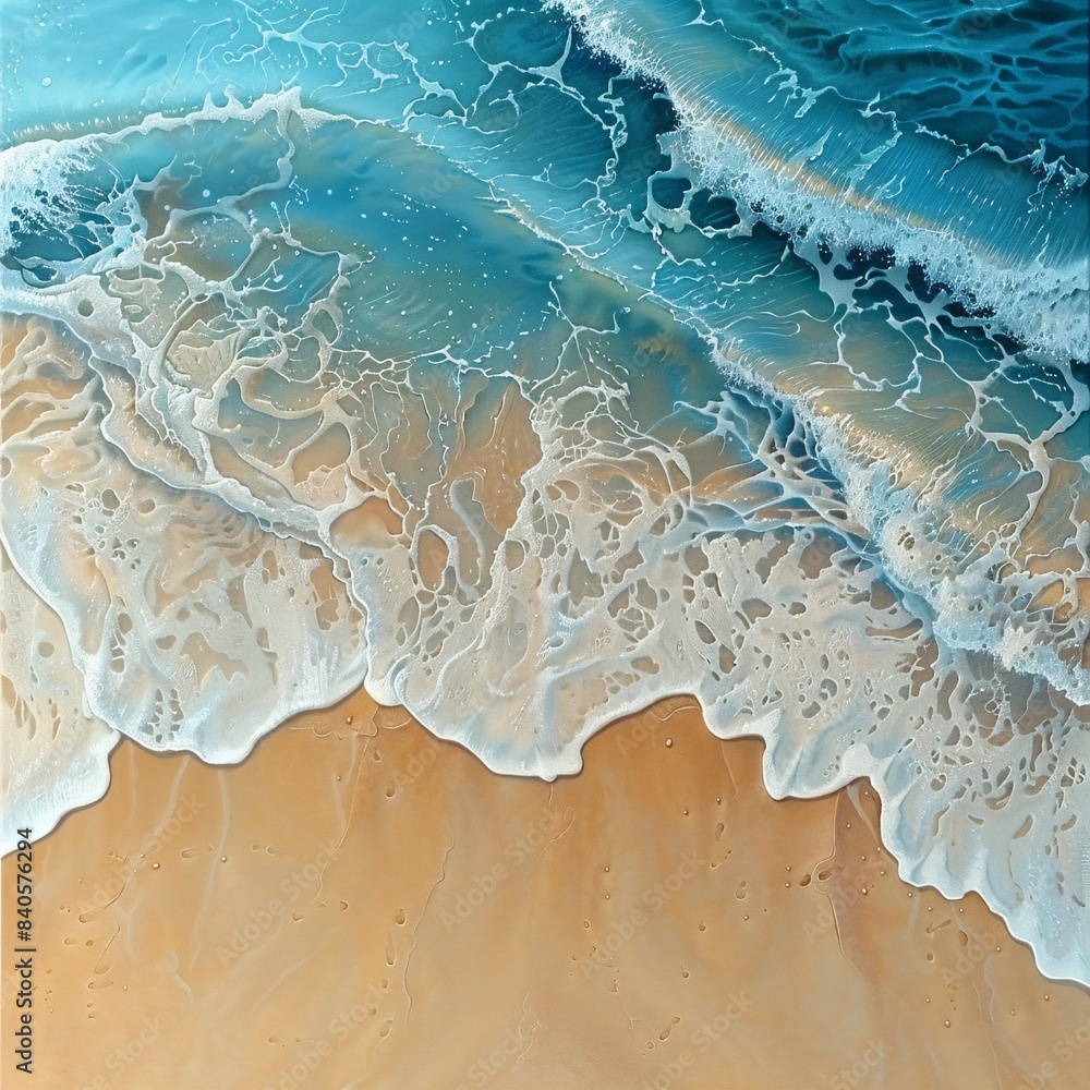 Top view of painting the beach.