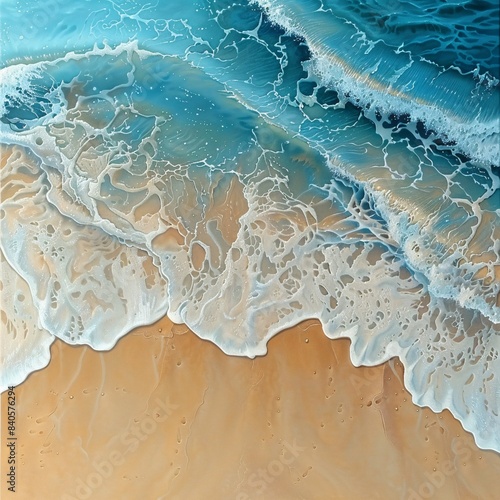 Top view of painting the beach.