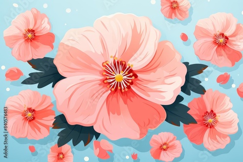 Nectarfilled flower flat design top view spring animation vivid photo