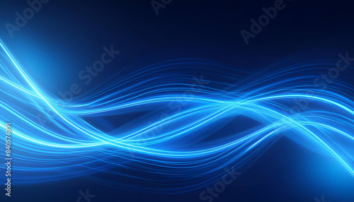 blue neon background with flowing wave patterns and luminous highlights, creating an energetic and lively visual