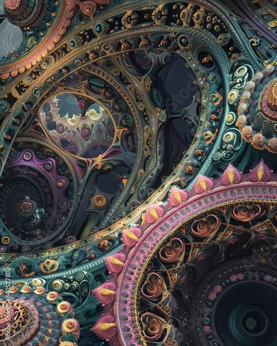 42 Fractal art psychedelic kaleidoscopic abstract digital 3D render