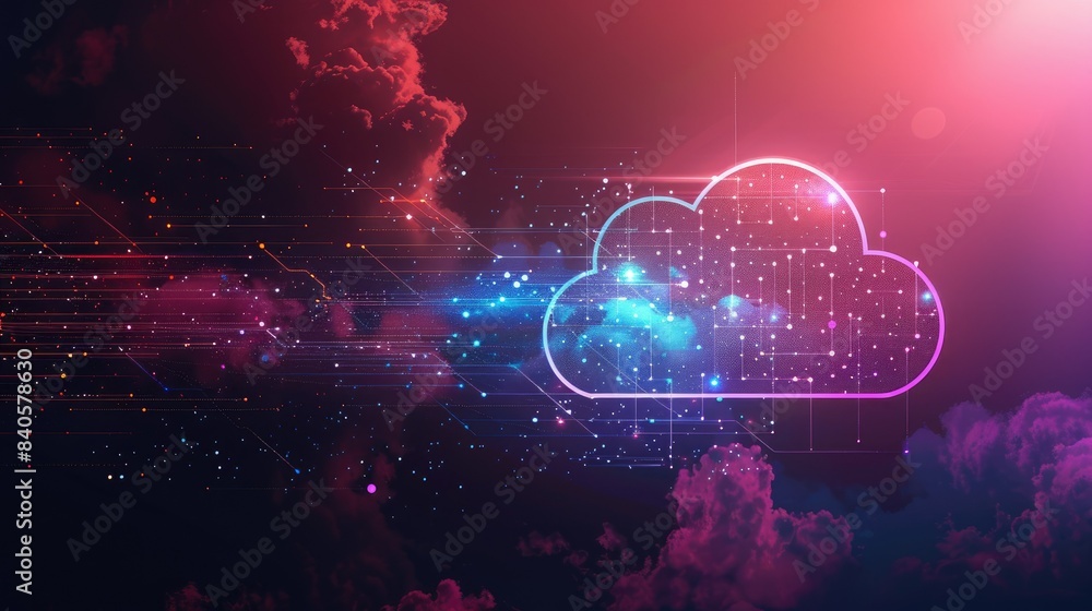 concept of cloud computing or IOT, graphic of dotted line combined with cloud shape and futuristic element AI generated concept of cloud computing or IOT, graphic of dotted line combined with cloud shape and futuristic element AI generated
