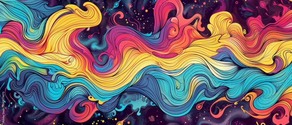 A detailed abstract wave pattern with bright colors, A detailed abstract wave pattern with bright colors,