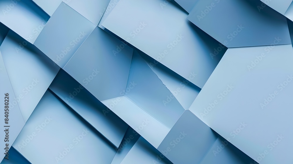 © pkproject - Minimalist geometric abstract background in shades of light blue with simple cubic and angular