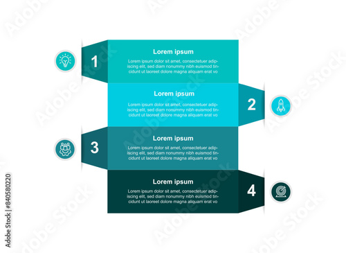 Vector template infographic element with 4 step can be used for workflow, business information, presentation data or web graphic design 