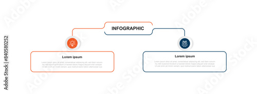 2 step line square infographic template vector 