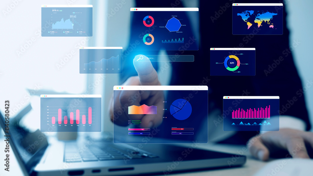 Businessman using KPI dashboard. Management data System KPI connected in database for follow earnings,operations and sales data. Financial business data analytics graph dashboard. Businessman using KPI dashboard. Management data System KPI connected in database for follow earnings,operations and sales data. Financial business data analytics graph dashboard.