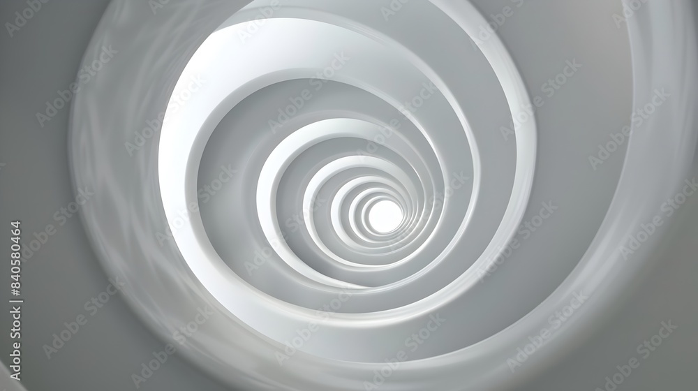 Fototapeta premium Mesmerizing 3D Spiral in Minimalist White Space with Central Line Design