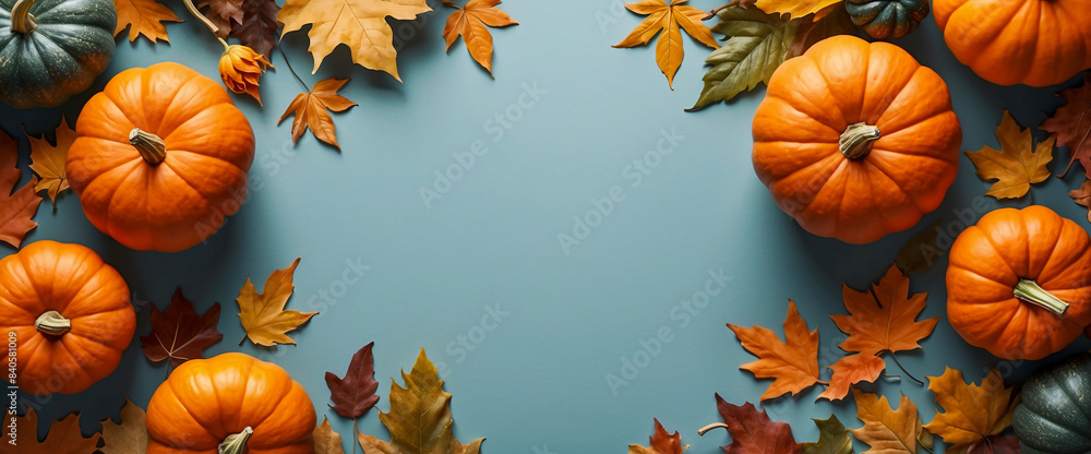 autumn frame with pumpkins Autumnal mock-up composition with a light background, orange pumpkins, and falling leaves. autumn frame with pumpkins Autumnal mock-up composition with a light background, orange pumpkins, and falling leaves.