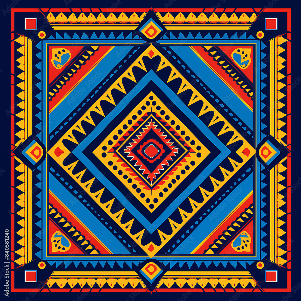 print design in the style of ethnic carpet patterns, Aztec art and African textile designs print design in the style of ethnic carpet patterns, Aztec art and African textile designs