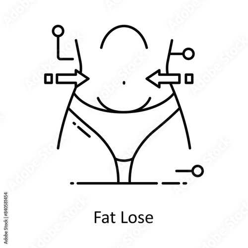 Fat Lose vector outline icon style illustration. Symbol on White background EPS 10 File