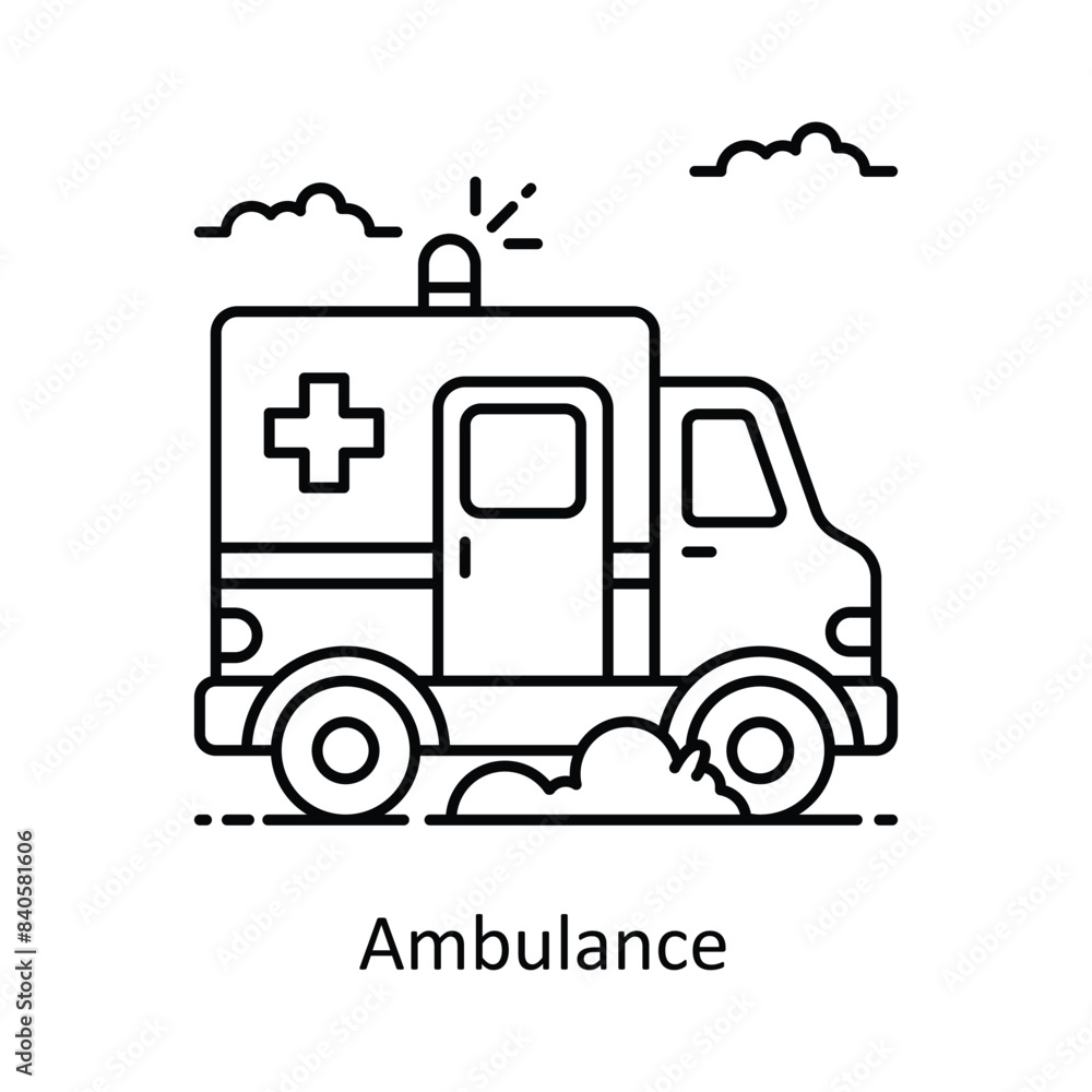 Ambulance vector outline icon style illustration. Symbol on White background EPS 10 File Ambulance vector outline icon style illustration. Symbol on White background EPS 10 File