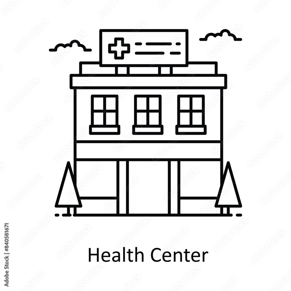 Health Center vector outline icon style illustration. Symbol on White background EPS 10 File Health Center vector outline icon style illustration. Symbol on White background EPS 10 File