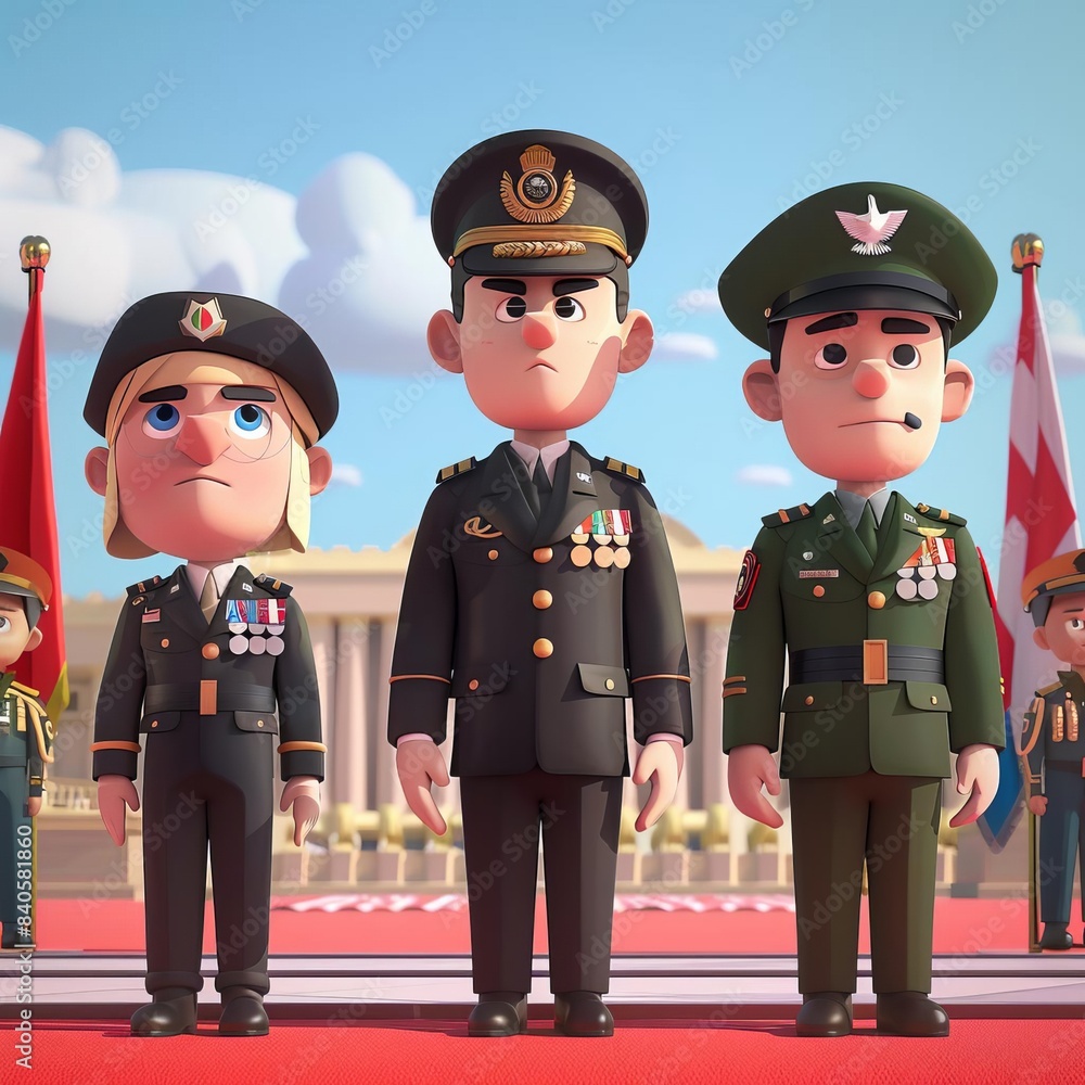 37 Honorable 3D cartoon military personnel at a Veterans Day ceremony 37 Honorable 3D cartoon military personnel at a Veterans Day ceremony