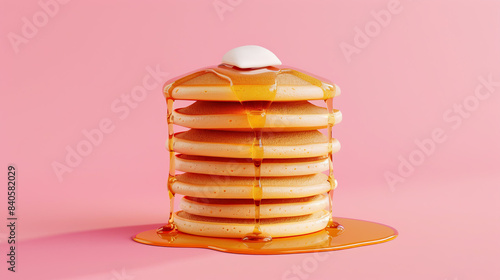 Wallpaper Mural Here's the image: Stack of Pancakes with Honey and Butter on White Background Torontodigital.ca