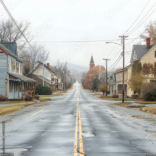 main street in mount airy, north carolina isolated on white background, space for captions, png