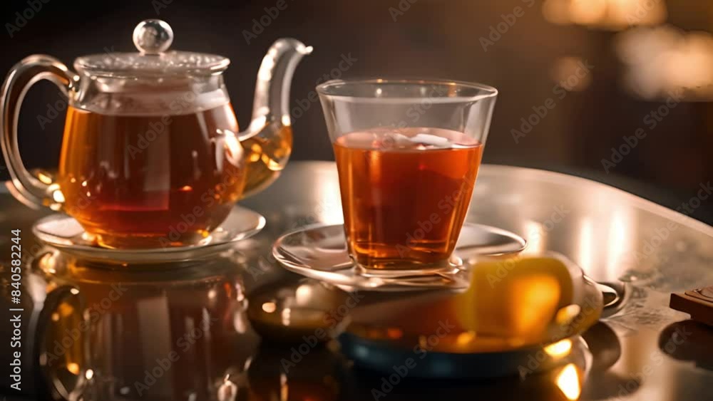 A Cup of Comfort: Warm Atmosphere with Tea on the Table A Cup of Comfort: Warm Atmosphere with Tea on the Table