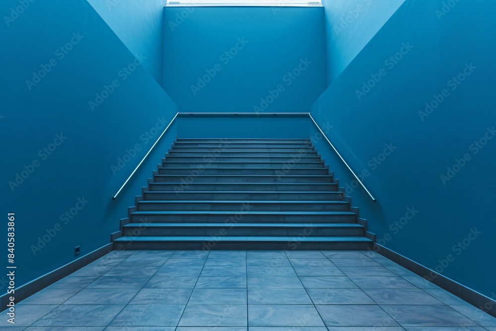 Blue wall stair window Blue wall stair window