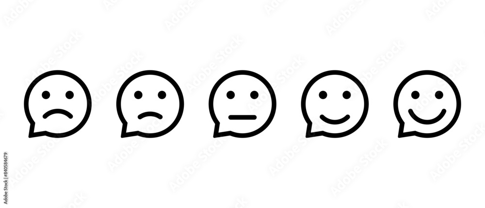 Customer feedback emoji icon on speech bubbles. Consumer review emoticon concept Customer feedback emoji icon on speech bubbles. Consumer review emoticon concept