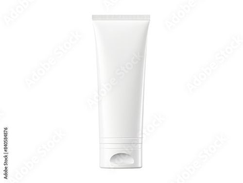 Blank white cosmetic tube mockups isolated on white background, perfect for mockups and branding of beauty products or skincare items. photo