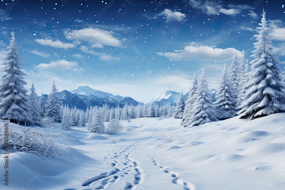 Obraz premium Chritmas landscape with snow abstract background