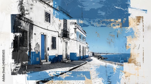 Contemporary Art Collage with Portuguese Coastal Town   © Kristian