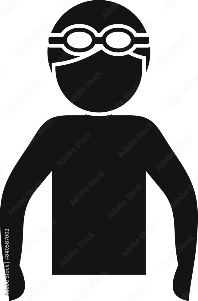 Black silhouette of a swimmer wearing goggles, ideal for sports and activity themes Black silhouette of a swimmer wearing goggles, ideal for sports and activity themes