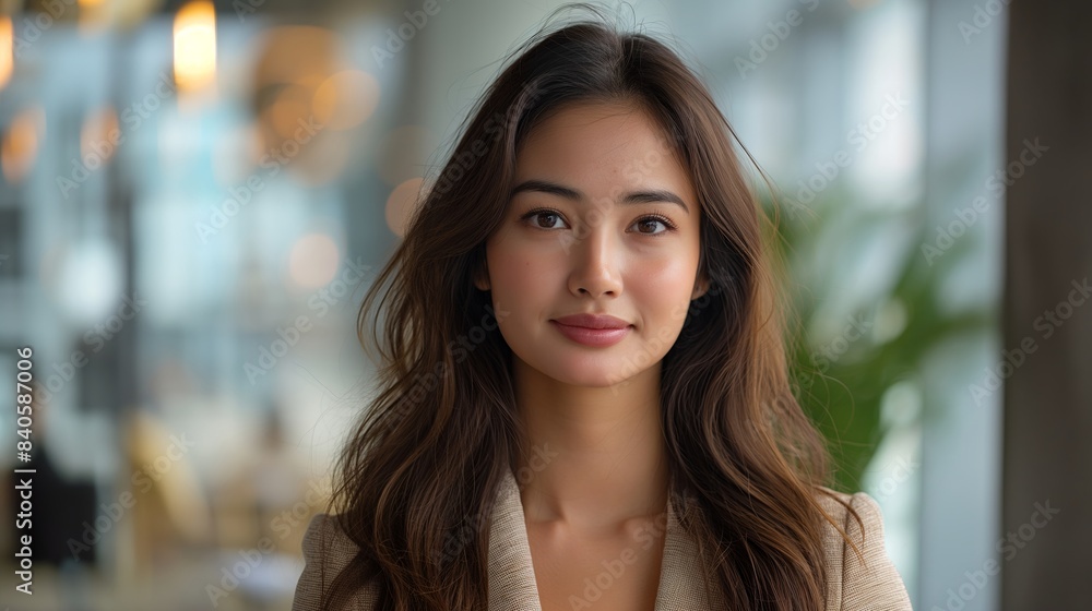 Portrait of filipina woman beautiful business leader, in modern bright office boardroom, professional atmosphere, leadership, diverse workplace, corporate setting. Portrait of filipina woman beautiful business leader, in modern bright office boardroom, professional atmosphere, leadership, diverse workplace, corporate setting.