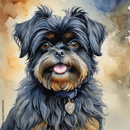 painting of a Affenpinscher dog with a happy face and a colorful background Generative AI