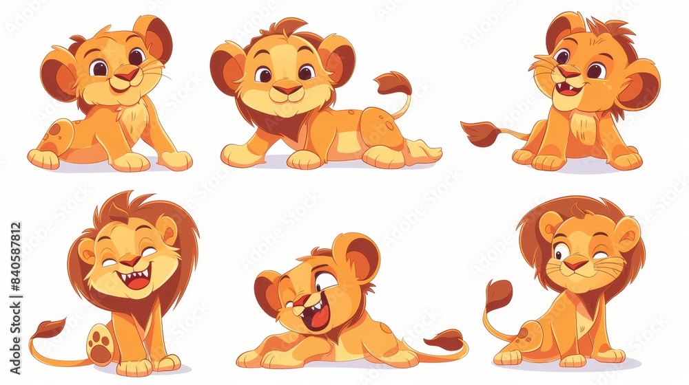 Lions in kawaii and cute modern collections. Bundle of lions moderns Lions in kawaii and cute modern collections. Bundle of lions moderns