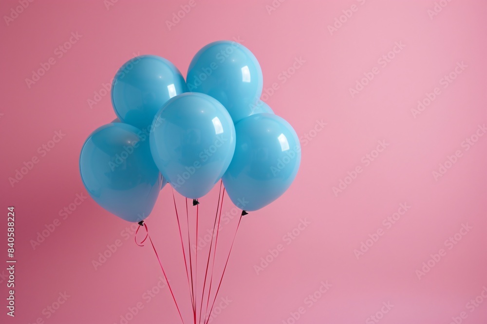 Blue balloons pink background Blue balloons pink background
