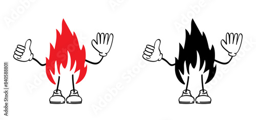 Ablaze mascot, flame with burning hot sparks. Matches, matchstick, lucifer logo. Smoking, fire or flame icon. Match lighted icon. No flames allowed. Stop, do not open fire sign. Matchsticks