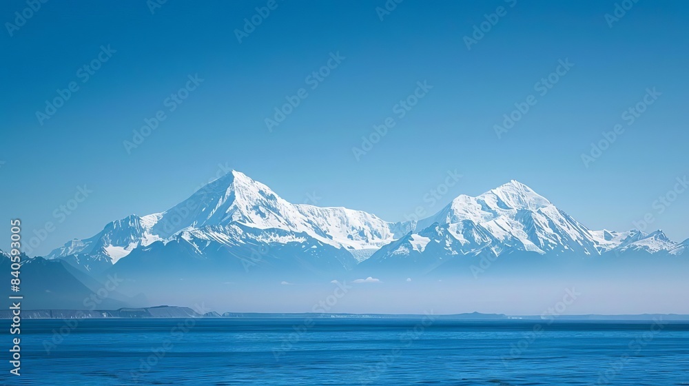 serene snowcapped mountain peaks against clear blue sky landscape photography serene snowcapped mountain peaks against clear blue sky landscape photography