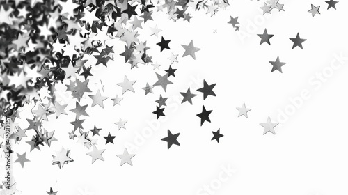 shimmering silver confetti stars on white background celebration overlay graphic
