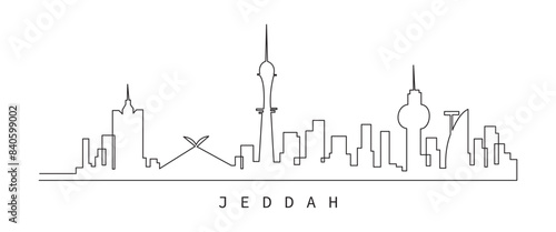 Saudi Arabia jaddah skyline. This illustration represents the country with its most notable buildings. Vector 