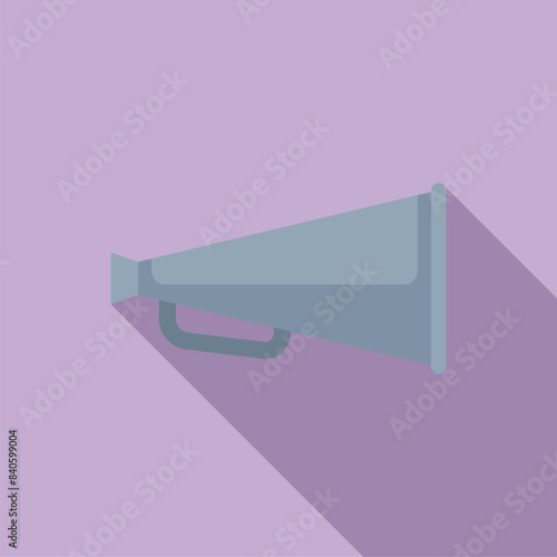 Vector art of a simple, flat design megaphone with shadow effect on a pastel purple backdrop