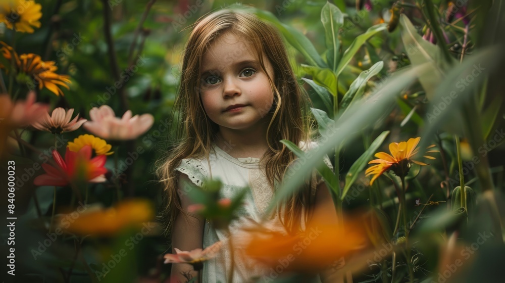 girl surrounded by flowers and plants in the garden generative ai girl surrounded by flowers and plants in the garden generative ai