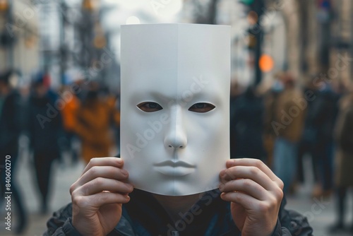 Man wearing white mask photo