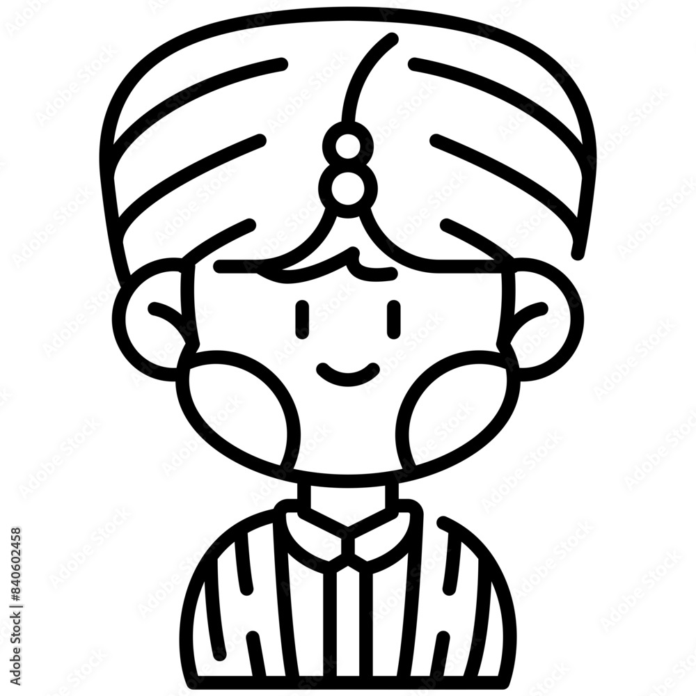 Indian Boy Line Icon Indian Boy Line Icon