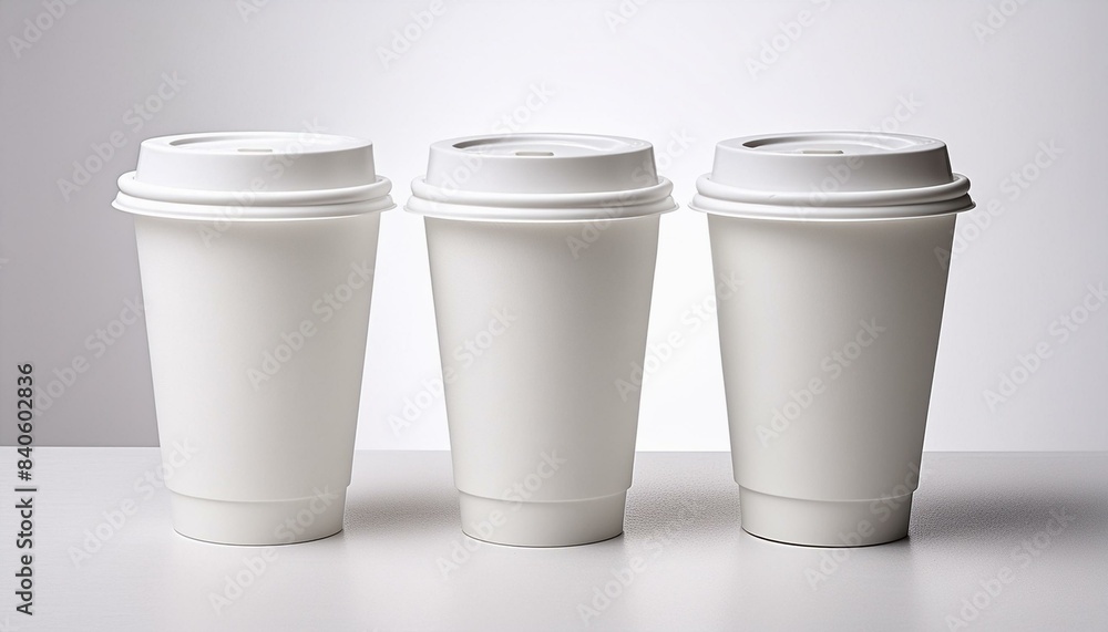 White paper coffee cups over simple white background White paper coffee cups over simple white background