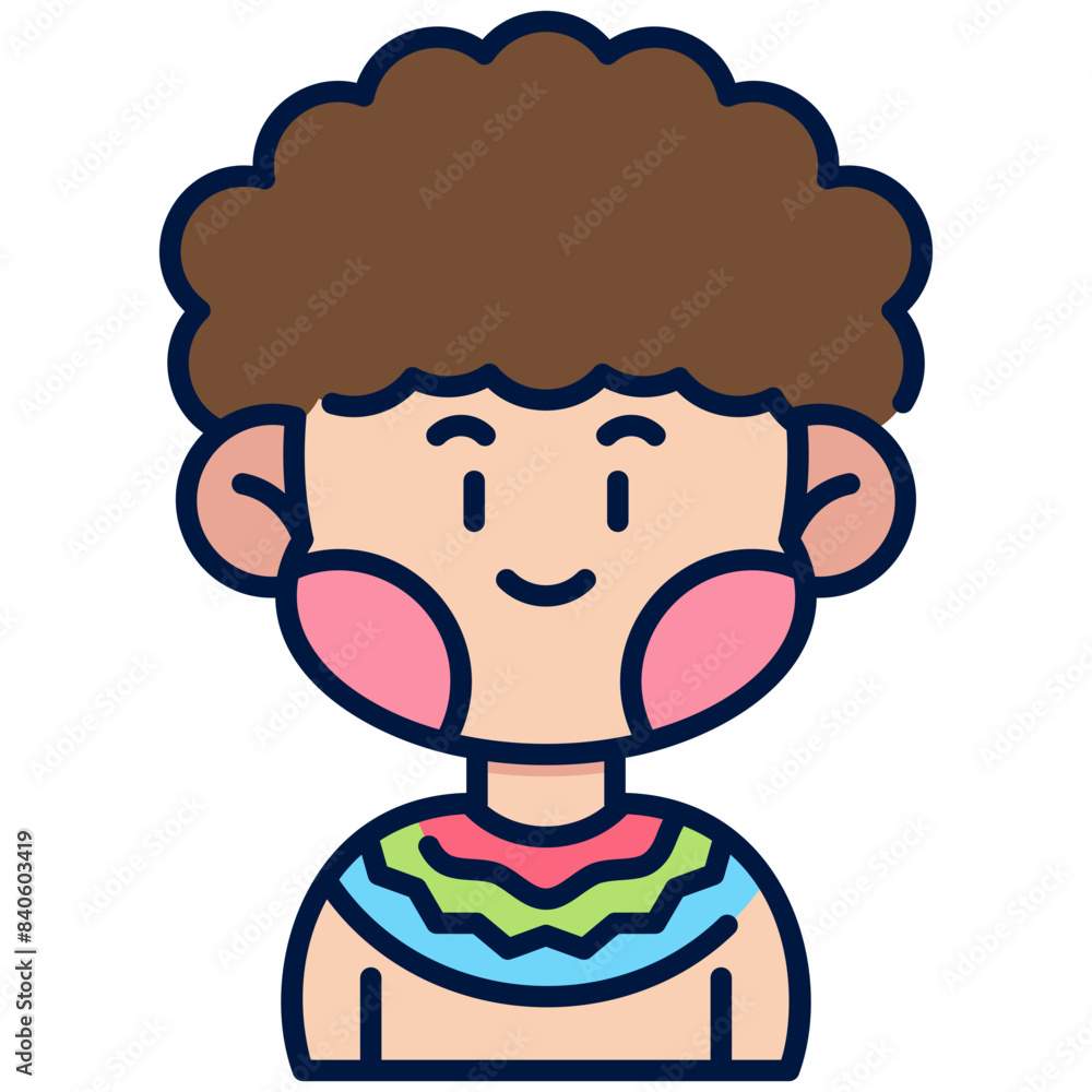African Boy Filled Line Icon African Boy Filled Line Icon