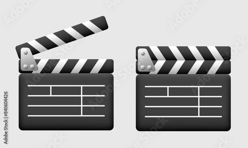 Movie Film Clap Board. Clapper Board. Vector 3d illustration.