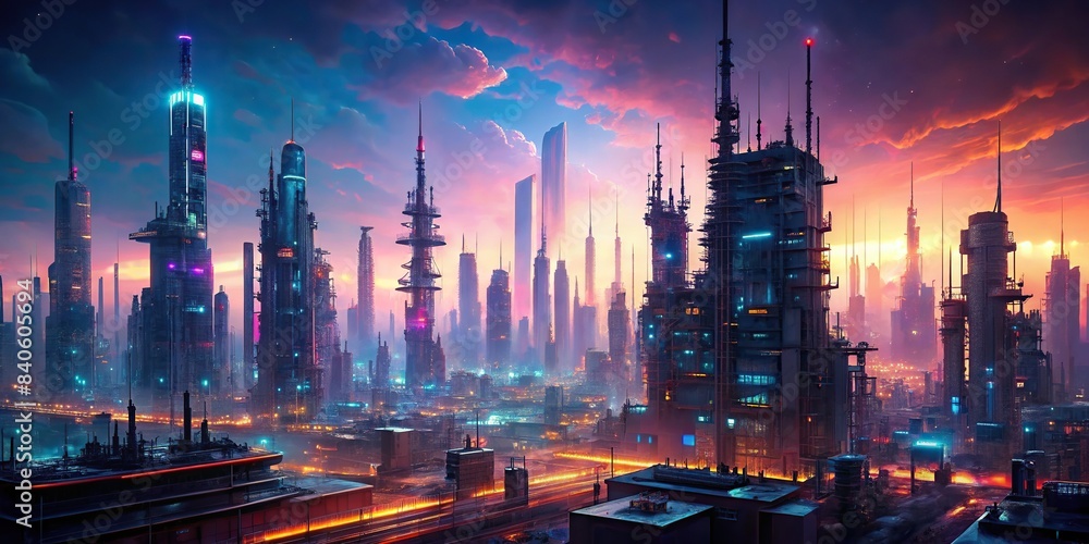 Futuristic cyberpunk cityscape with generative elements , cyberpunk ...