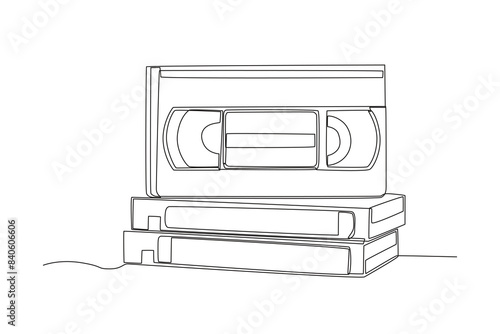 Continuous one line drawing of Videotape. Modern continuous line draw design graphic vector illustration