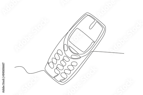 Continuous one line drawing of Old school cellphone. Modern continuous line draw design graphic vector illustration
