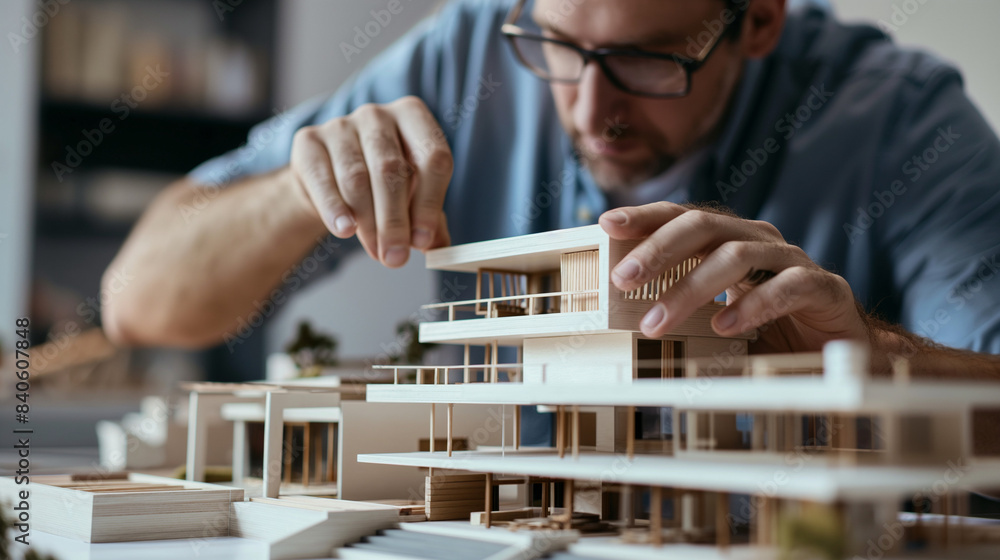 Unrecognizable Architect Working on Housing Project Blueprint in Detail, Demonstrating Precision and Innovation in Modern Architectural Design Unrecognizable Architect Working on Housing Project Blueprint in Detail, Demonstrating Precision and Innovation in Modern Architectural Design