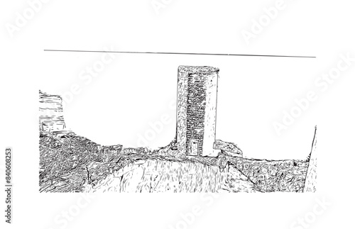 Obraz na płótnie Print Building view with landmark of Santander is the city in Spain. Hand drawn sketch illustration in vector. w salonie