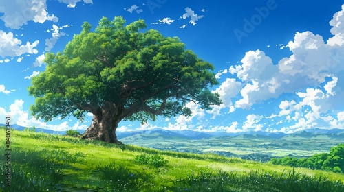 A big oak tree stands in the middle of an open field