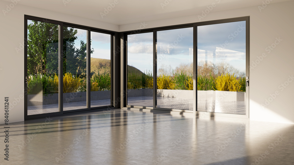 Obraz premium Large luxury modern bright interiors Living room mockup illustration 3D rendering image