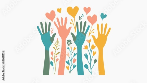 Unity and Support: Colorful Hands Reaching Towards Each Other